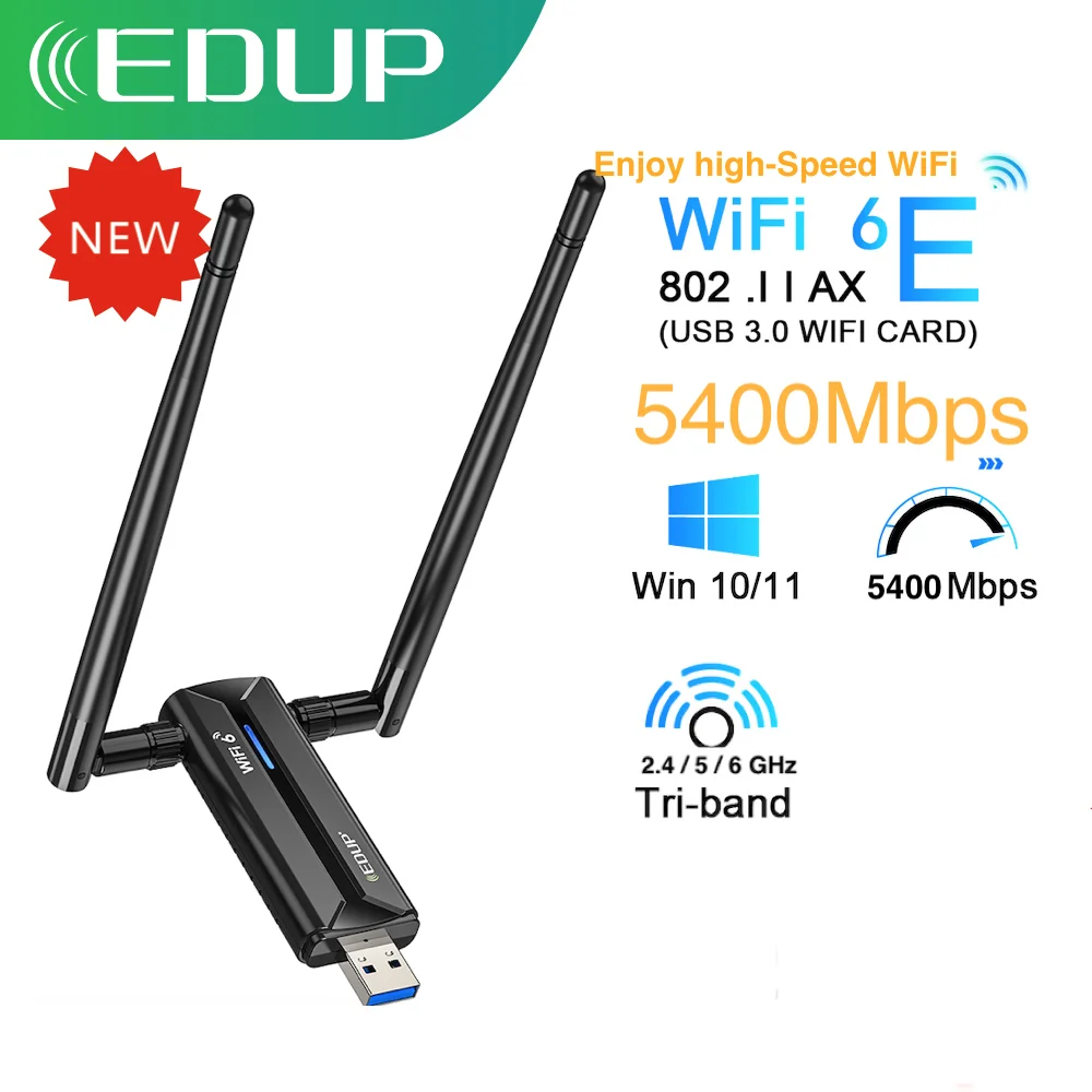 EDUP USB 3.0  6E  Ʈũ ī, Ʈ  2.4G, 5G, 6GHz  , 802.11AX ̵ ׳ , AX5400